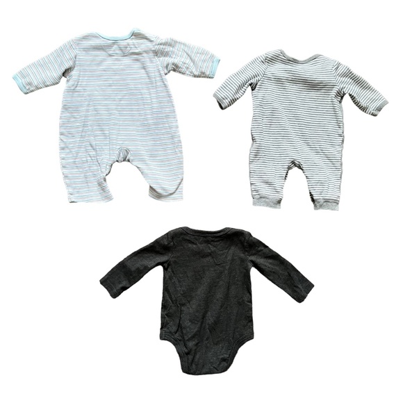 Cat & Jack and Children's Place Long-Sleeved Rompers and Onesie, Set of 3, Sz 3M - Picture 2 of 4